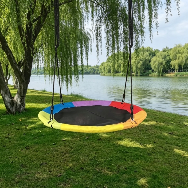 Kids Outdoor Swing Set - Hamac circulaire en toile Oxford pour