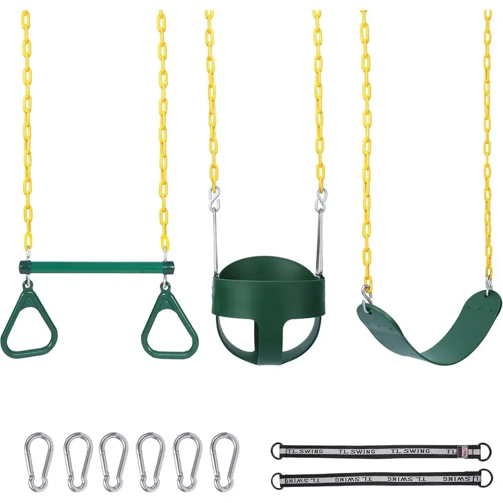 Kids Outdoor Swing Set - Ensemble de balançoires d'extérieur avec anneaux,