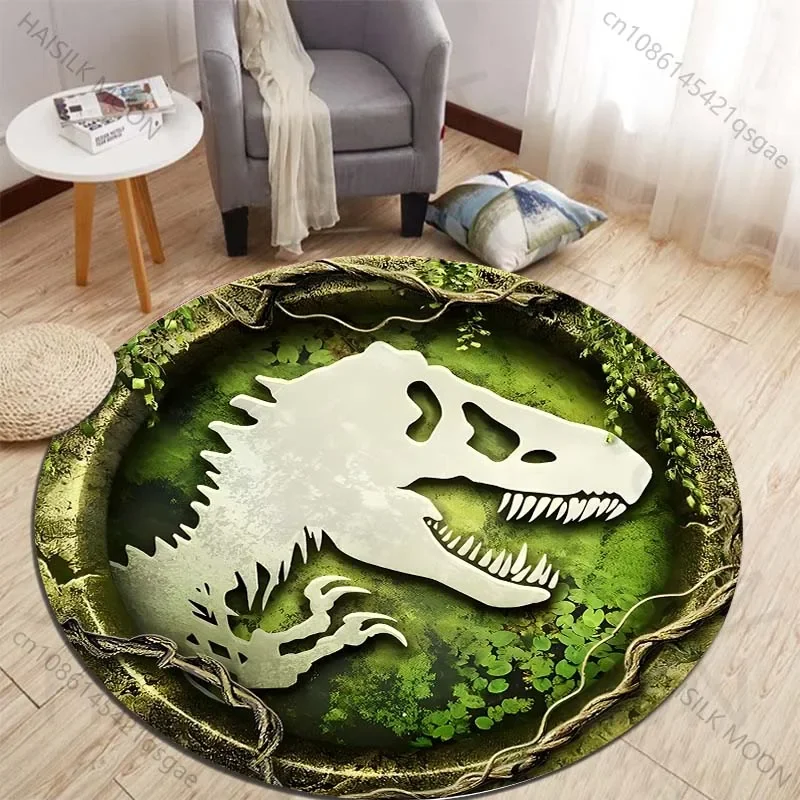 Kids Outdoor Flooring - Tapis ronds imprimé dinosaure HD 3D,