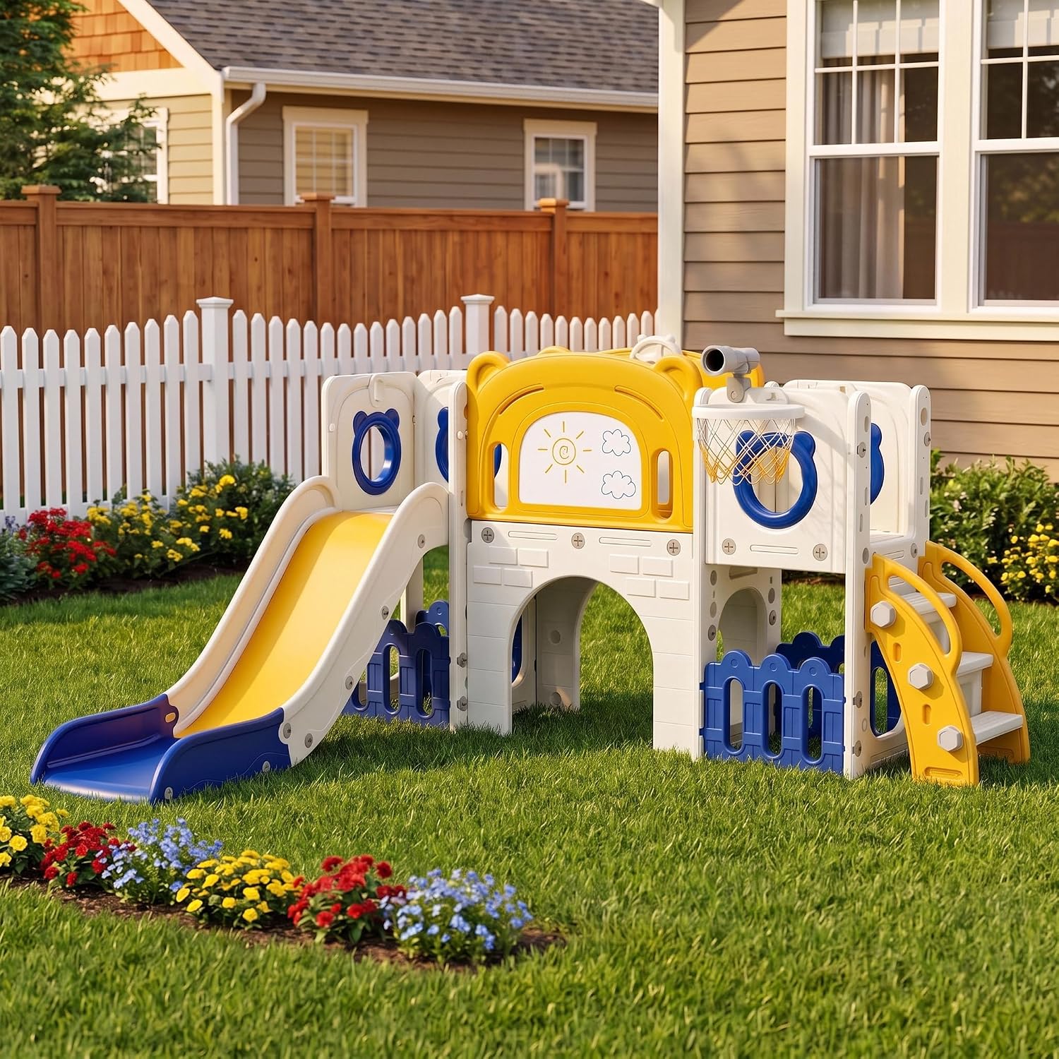 Kids Outdoor Toys B&Q - Ensemble de toboggan 10-en-1 pour tout-petits,