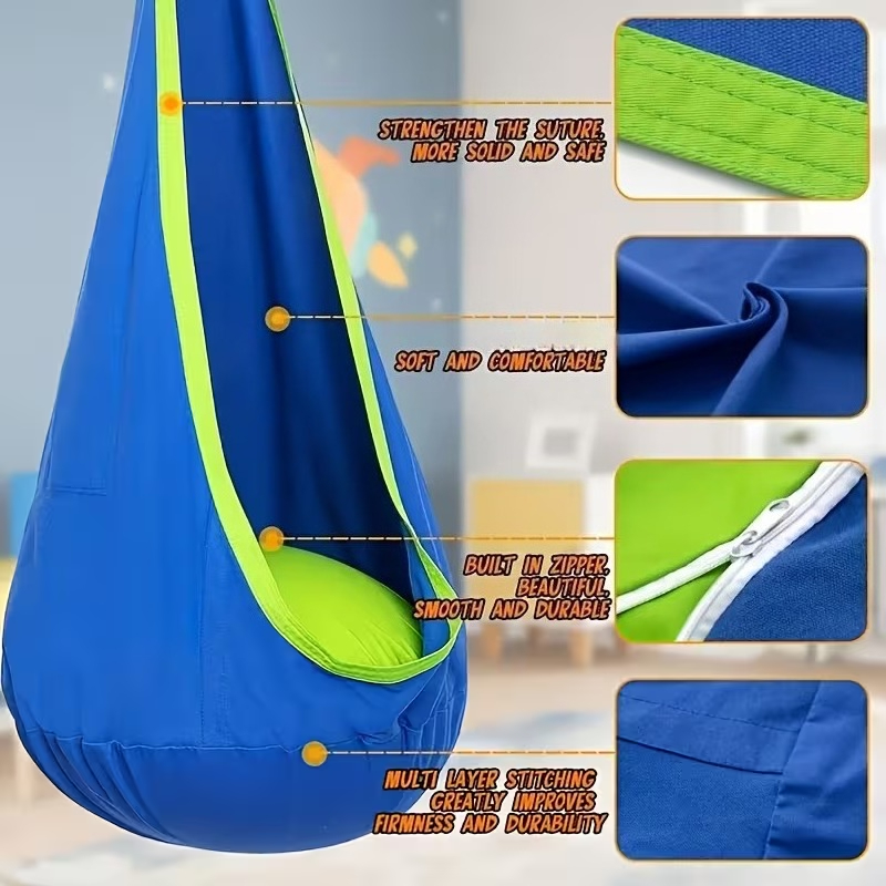 Kids Outdoor Hammock Chair - Chaise suspendue pour enfants, intérieur/extérieur, balançoire
