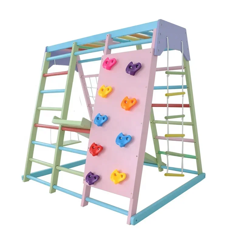 Kids Outdoor Swing Set - Structure d'escalade en bois pour enfants,