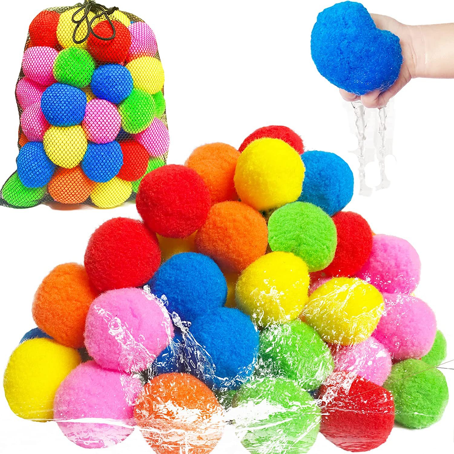 Kids Outdoor Water Play - 12/30/60 pièces ballons d'eau réutilisables coton